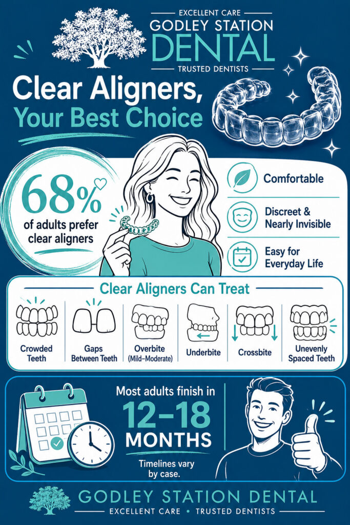 Invisalign clear aligner treatment results for an adult patient in Pooler, GA
